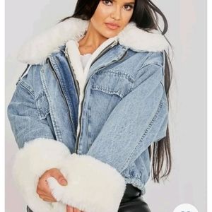Oversized Jean Jacket with fur